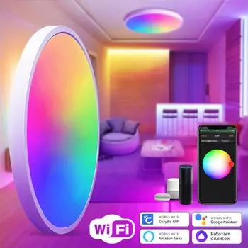 Умный светодиодный потолочный светильник WiFi 24 Вт Cozylife APP Control Voice Control Круглая панель Ambient Lamp AC85-265V Works Alexa Geogle Home 85-265V