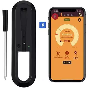 Умный термометр для мяса с беспроводным подключением Bluetooth, цифровой термометр для мяса для удаленного мониторинга, кухонная печь для барбекю, гриль для курильщика
