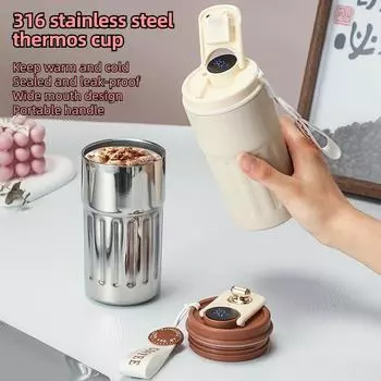 Умный термос для воды, цифровой светодиодный термос, кофейная чашка, вакуумная чашка из нержавеющей стали 316, офисная чашка, деловая портативная кружка 450ML