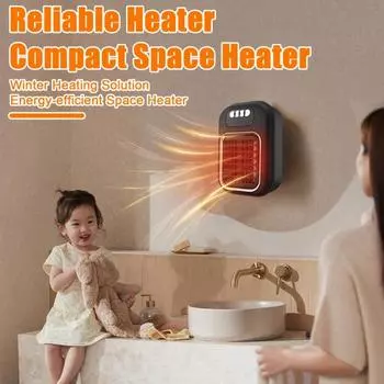 Умный термостат, электрический обогреватель, широкоугольный воздушный поток, низкий уровень шума, портативный мини-вентилятор EU чёрный