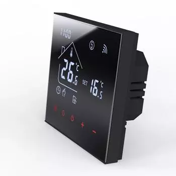 Умный термостат для электрического подогрева пола, 16А, сенсорный ЖК-экран, регулятор температуры, голосовое управление от Alexa/Google Home for electric heating белый