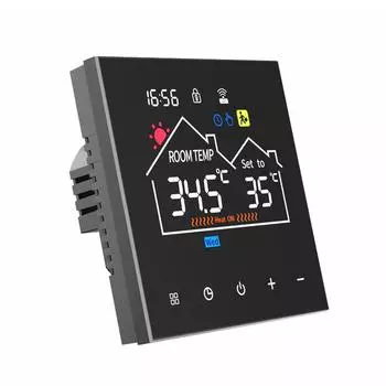 Умный термостат для напольного отопления дома WiFi AC термостат с управлением через приложение LED Digital Touch 3A water heating чёрный