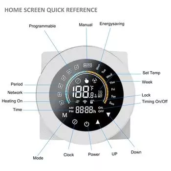 Умный термостат Tuya Wi-Fi для водяного/газового котла, цифровой регулятор температуры, большой ЖК-дисплей GC Water Gas Boiler белый