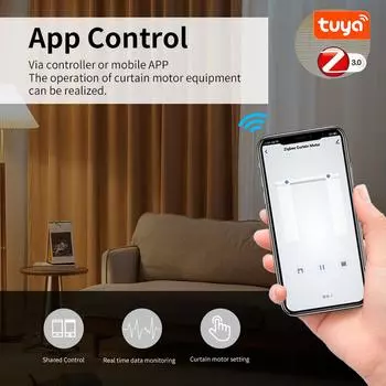 Умный Tuya Wifi/Zigbee электрический привод для штор с радиочастотным пультом дистанционного управления размером 22,5 см Управление через приложение Alexa Google Assistant SmartThings Motors and remote