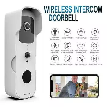 Умный видеодомофон 1080P, Wi-Fi, беспроводной домофон, дверное кольцо, камера, звонок, безопасность, простота установки и использования, прочный и долговечный для жилых домов, отелей чёрный