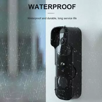 Умный видеодомофон Домашний беспроводной WiFi дверной звонок Камера Водонепроницаемый уличный дверной звонок Приложение Tuya Smart Control Works чёрный