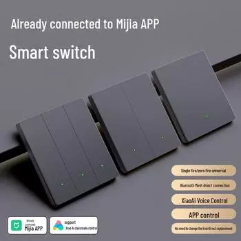Умный выключатель Mijia Zero Fire с Bluetooth Mesh и голосовым управлением для автоматизации всего дома.
