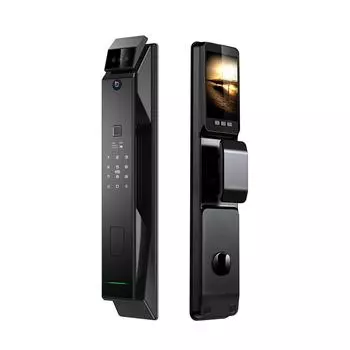 Умный замок WAFU с камерой, 3D-распознавание лиц, входная дверь без ключа, ручка замка из алюминиевого сплава чёрный