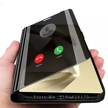 Умный зеркальный флип-чехол для Samsung S24 Ultra, чехол для телефона Samung Sumsung Galaxy S 24 Plus S24Ultra 5G 2024, чехол с подставкой для книг, чехол For SamsungS24 Ultra чёрный