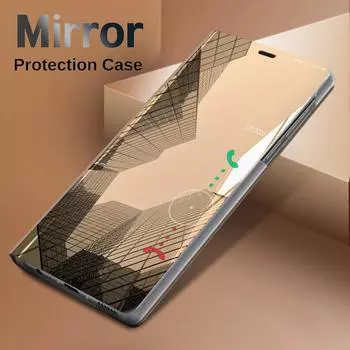 Умный зеркальный противоударный чехол для телефона для Samsung Huawei Honor Xiaomi Redmi iPhone OnePlus Магнитный флип-чехол из искусственной кожи Samsung S8 чёрный
