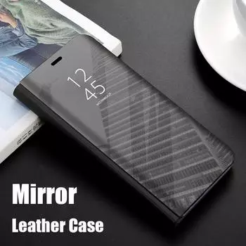 Умный зеркальный противоударный чехол для телефона для Samsung Huawei Honor Xiaomi Redmi iPhone OnePlus Магнитный флип-чехол из искусственной кожи Samsung S8 чёрный