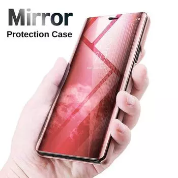 Умный зеркальный противоударный чехол для телефона для Samsung Huawei Honor Xiaomi Redmi iPhone OnePlus Магнитный флип-чехол из искусственной кожи Samsung S8 розового золота