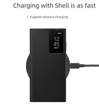 Умный зеркальный защитный чехол для Samsung Galaxy S24 Ultra, Note 20 Ultra, S23 Ultra Samsung S22+ чёрный