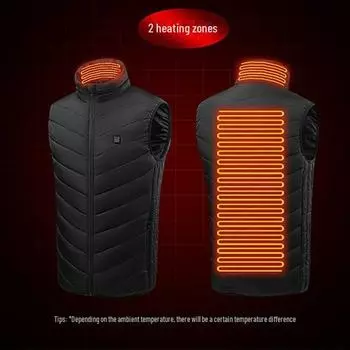 Умный жилет с подогревом унисекс - зимняя теплая хлопковая куртка с воротником-стойкой L M01 Zone 2 красный