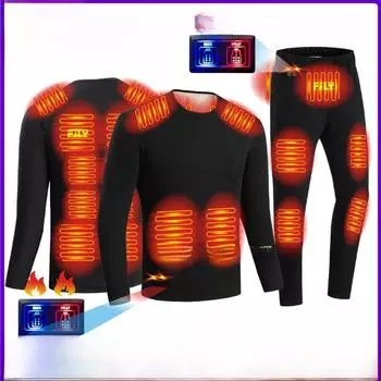 Умный зимний костюм с электроподогревом: Включает в себя теплую одежду с хлопковой подкладкой, а также термостойкое нижнее белье и брюки с контролем температуры. power bank, XXXL