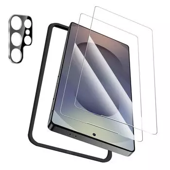 Umoolt Galaxy S25 Ultra Glass Film Camera Film с направляющей рамкой Закаленное стекло Совместимо с Galaxy S25 Ultra Защитная пленка Автоматическая адсорбция