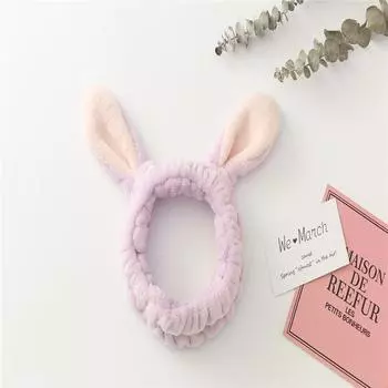Умывалка Макияж Повязка на голову Бант Коралловый флис Кроличьи ушки Повязки для волос Женщины Девушки Эластичные резинки для волос Мягкий тюрбан Аксессуары для волос