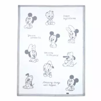 un doudou made in japan baby cotton blanket 85 x 115cm disney baby mickey & friends 100% cotton jacquard weave white nz1337-wt