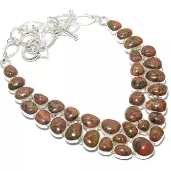 Unakite Gemstone Handmade 925 Silver Jewelry Necklace 18 JCN484-206