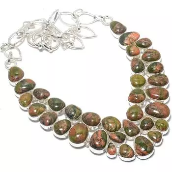 Unakite Gemstone Handmade 925 Silver Jewelry Necklace 18 JCN484-82