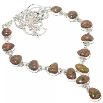 Unakite Gemstone Handmade 925 Silver Jewelry Necklace 18 JCN431-16