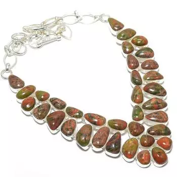 Unakite Gemstone Handmade 925 Silver Jewelry Necklace 18 JCN398-4