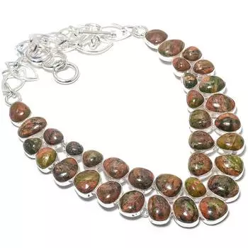 Unakite Gemstone Handmade 925 Silver Jewelry Necklace 18 JCN484-201