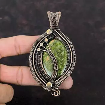 Unakite Pendant Copper Wire Wrapped Gemstone Pendant Designer Pendant Elegant Jewelry Handmade Pendant Copper Wire Wrap Jewelry Wedding Gift