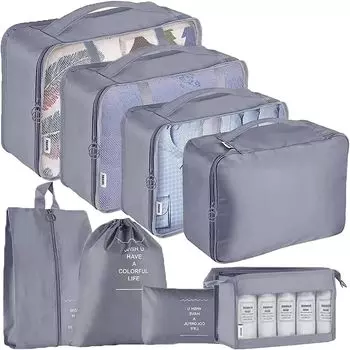 UNAOIWN 8 комплектов упаковочных кубов для путешествий, легкий органайзер для упаковки багажа, дорожные аксессуары