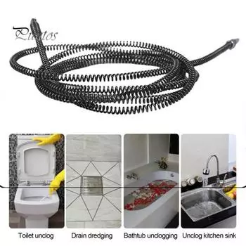 Unblock Spring Щетки для очистки канализации Высокопрочная пружинная стальная драга Пружинная цепь с шариками Дизайн Щетка для очистки канализации 1M A