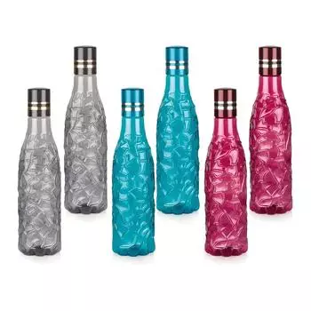 Unbreakable Plastic Water Bottle I Leak Proof I BPA Free Food Grade Fridge Water Bottle I Ideal for Gym, , 1 Litre Each, Set of 6, Assorted Set of 6