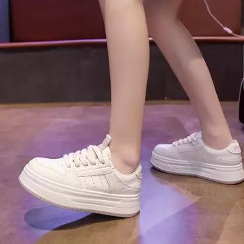 Uncle Babak muffin thick-soled mesh white shoes 2025 new breathable sports lightweight women s casual board shoes 35