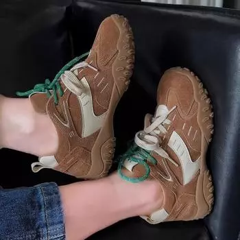 Uncle Wen 5 см немецкие кроссовки женские Shantika новые ретро универсальные повседневные балетки на платформе Forrest Gump 35 жёлтый