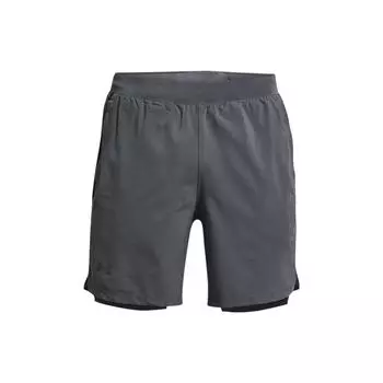 Under Armour 2 в 1 однотонные тканые спортивные шорты мужские шорты темно-серые 1361497-012 M