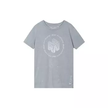 Under Armour Anywhere однотонная футболка с буквенным принтом и круглым узором с короткими рукавами женские топы серые 1369518-035 S