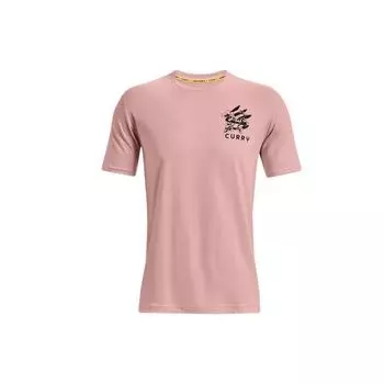 Under Armour Баскетбольная футболка свободного кроя с круглым вырезом и коротким рукавом с принтом, мужская розовая 1372838-676 XL
