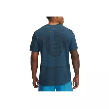 Under Armour Бесшовная футболка с логотипом для бега, дышащая, с коротким рукавом, мужская, топы, синяя 1375692-452 XL