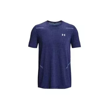 Under Armour Бесшовная клетчатая тренировочная футболка с круглым вырезом и коротким рукавом для мужчин, топы, синяя 1376921-468 L