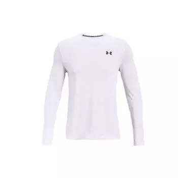 Under Armour Бесшовная принтованная тренировочная футболка с круглым вырезом и длинным рукавом для мужчин, белые топы 1361136-100