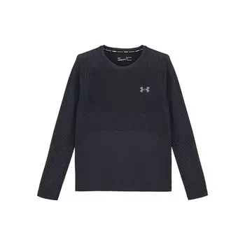 Under Armour Бесшовная тренировочная беговая футболка с длинным рукавом с принтом для мужчин, черные 1366500-001 M