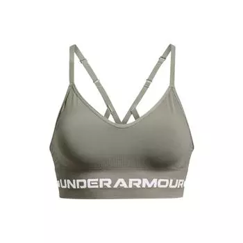 Under Armour Бесшовный длинный бюстгальтер с буквенным принтом и низкой ударопрочностью, женский спортивный бюстгальтер, зеленый 1357719-504 L
