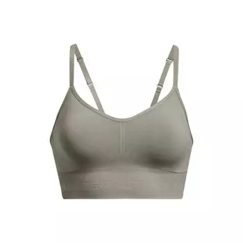 Under Armour Бесшовный сплошной спортивный бюстгальтер низкой интенсивности для тренировок Женское нижнее белье Лесно-зеленый 1380428-504 L