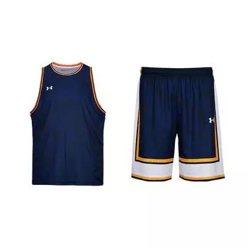 Under Armour Breathable Quick-Dry Comfortable Sleeveless Simple Shorts 2-Piece Basketball Set Men sets 25500128-409+25500228-409 M