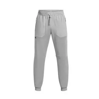 Under Armour Брюки Essential Swacket Pant, однотонные, с манжетами и завязками, трикотажные спортивные брюки для мужчин, серые 1382287-011 L