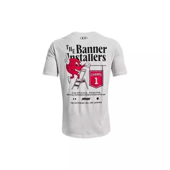 Under Armour Cartoon Basketball Letter Print Sports Crew Neck T-Shirt Men tops White 1366578-014 XL