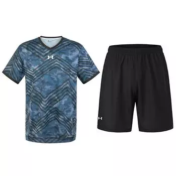 Under Armour Casual Running Pullover Comfortable Solid Color Short Sleeve Jersey Sports Set Unisex sports set 23500503-343+23500203-001 2XL
