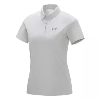 Under Armour Casual Short Sleeve Polo Shirt Women tops Light-Gray 14323262-0045 XS
