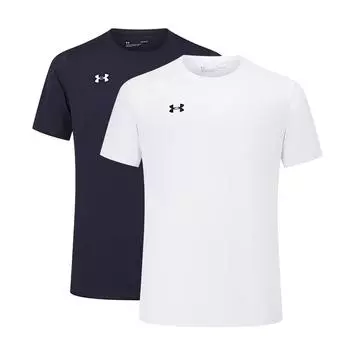 Under Armour Casual Solid Color Cycling Breathable Jersey Knit Crew Neck Short Sleeve T-Shirt 2-Pack Unisex T-Shirts 21500525-100+21500525-409 S