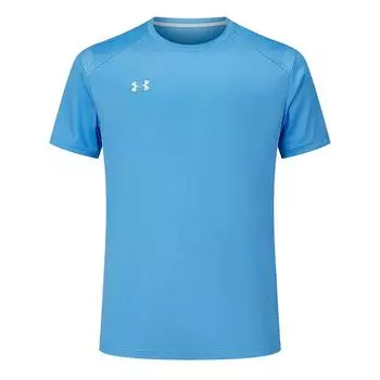 Under Armour Casual Solid Color Sports Jersey Knit Crew Neck Short Sleeve T-Shirt Unisex Tops Manchester-Blue 21500525-465 M