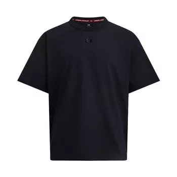 Under Armour Casual Sports Series Solid Color Loose Fit Crew Neck Short Sleeve Breathable T-Shirt Unisex Tops Black 6006007-001 S